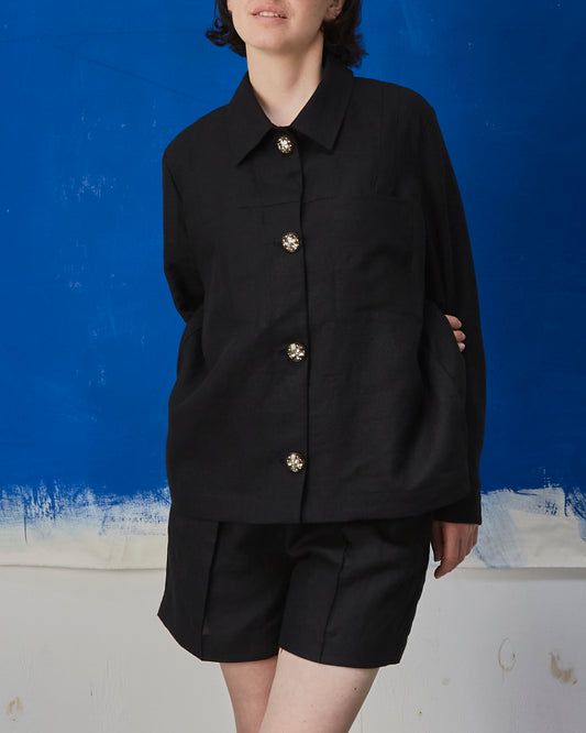 Lou Jacket Black Linen