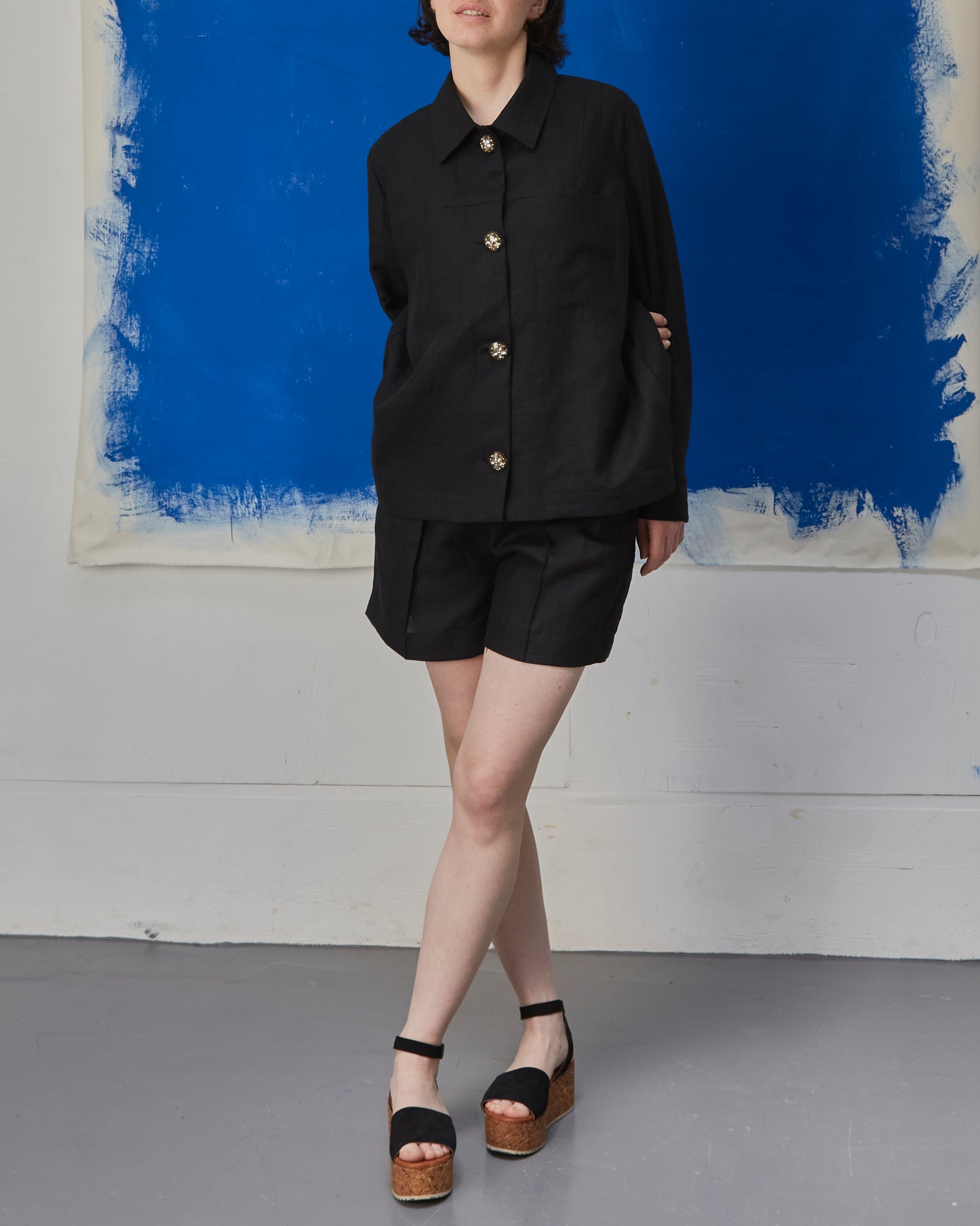 Lou Jacket Black Linen