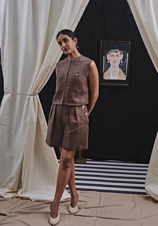 Filippa Top Cacao Linen