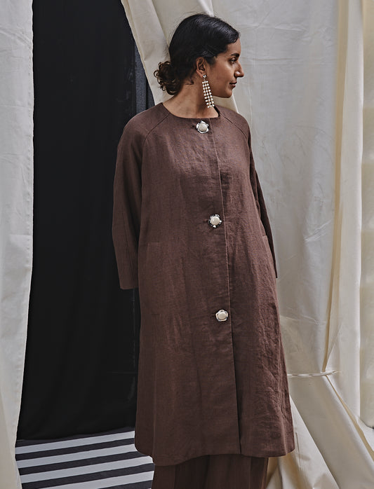 Bettina Coat Cacao Linen