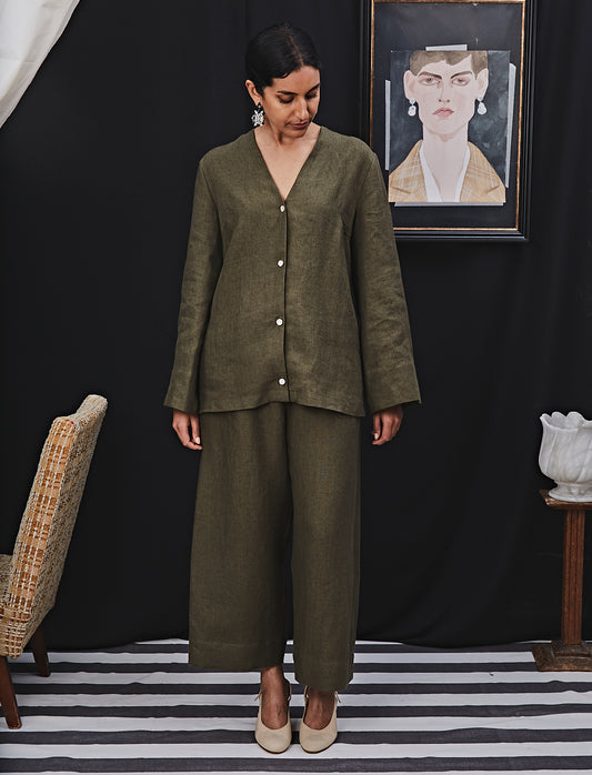 Zouzou Blouse Khaki Linen