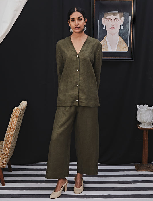 Zouzou Trousers Khaki Linen