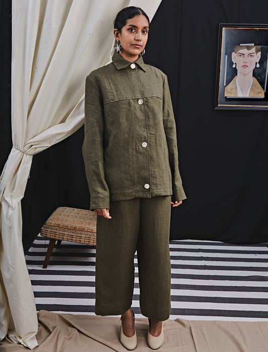 Lou Jacket Khaki Linen