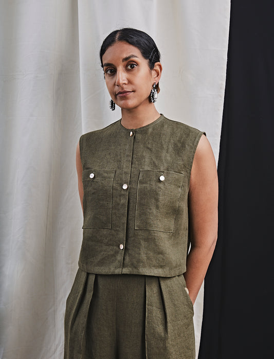 Filippa Top Khaki Linen