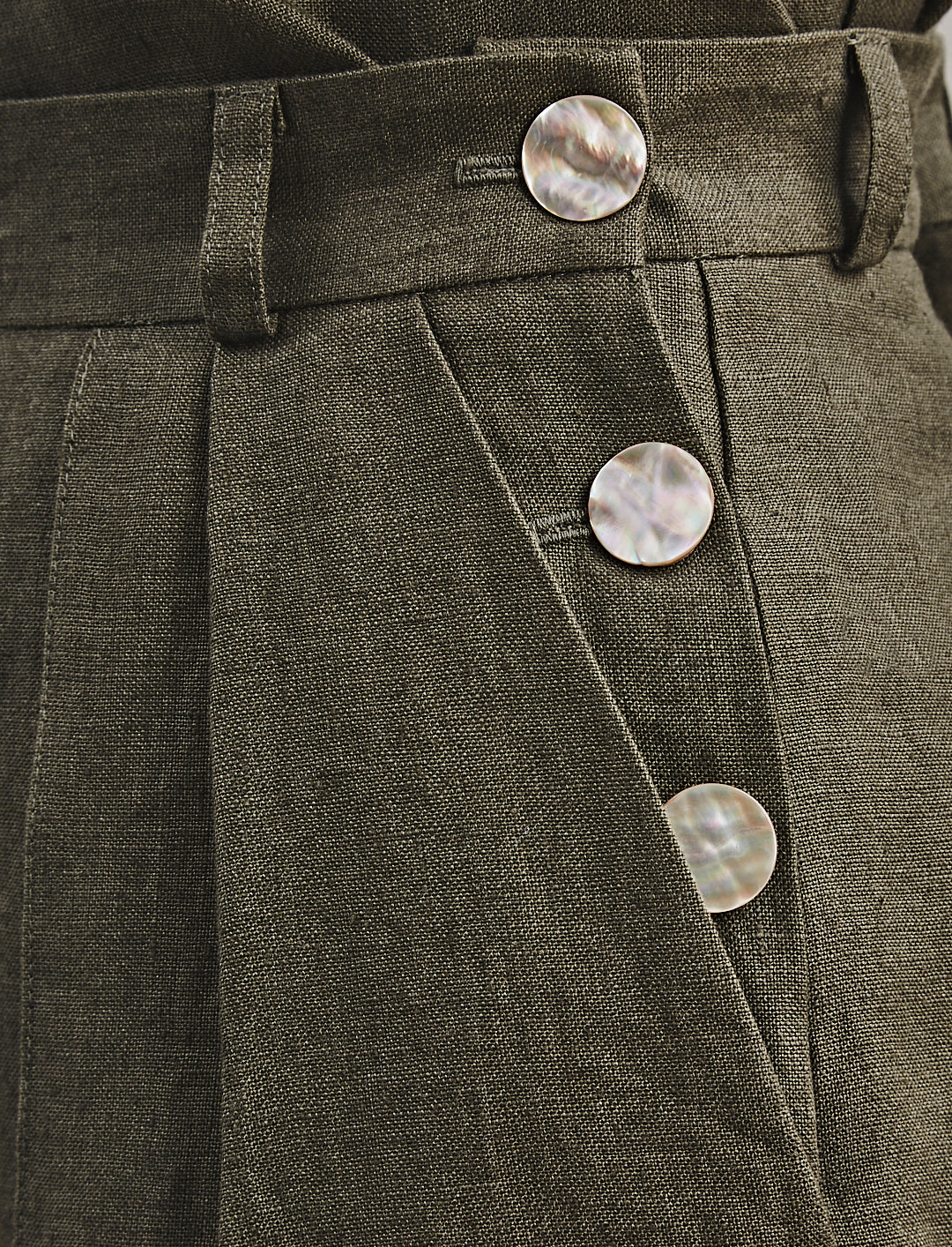 Etienne Trousers Straight Leg Khaki Linen