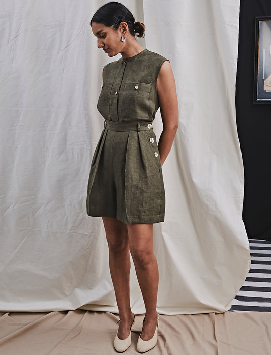 Etienne Shorts Khaki Linen