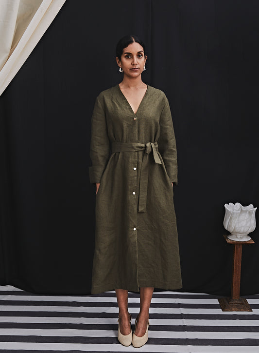 Zouzou Dress Khaki Linen