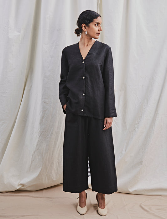 Zouzou Trousers Black Linen