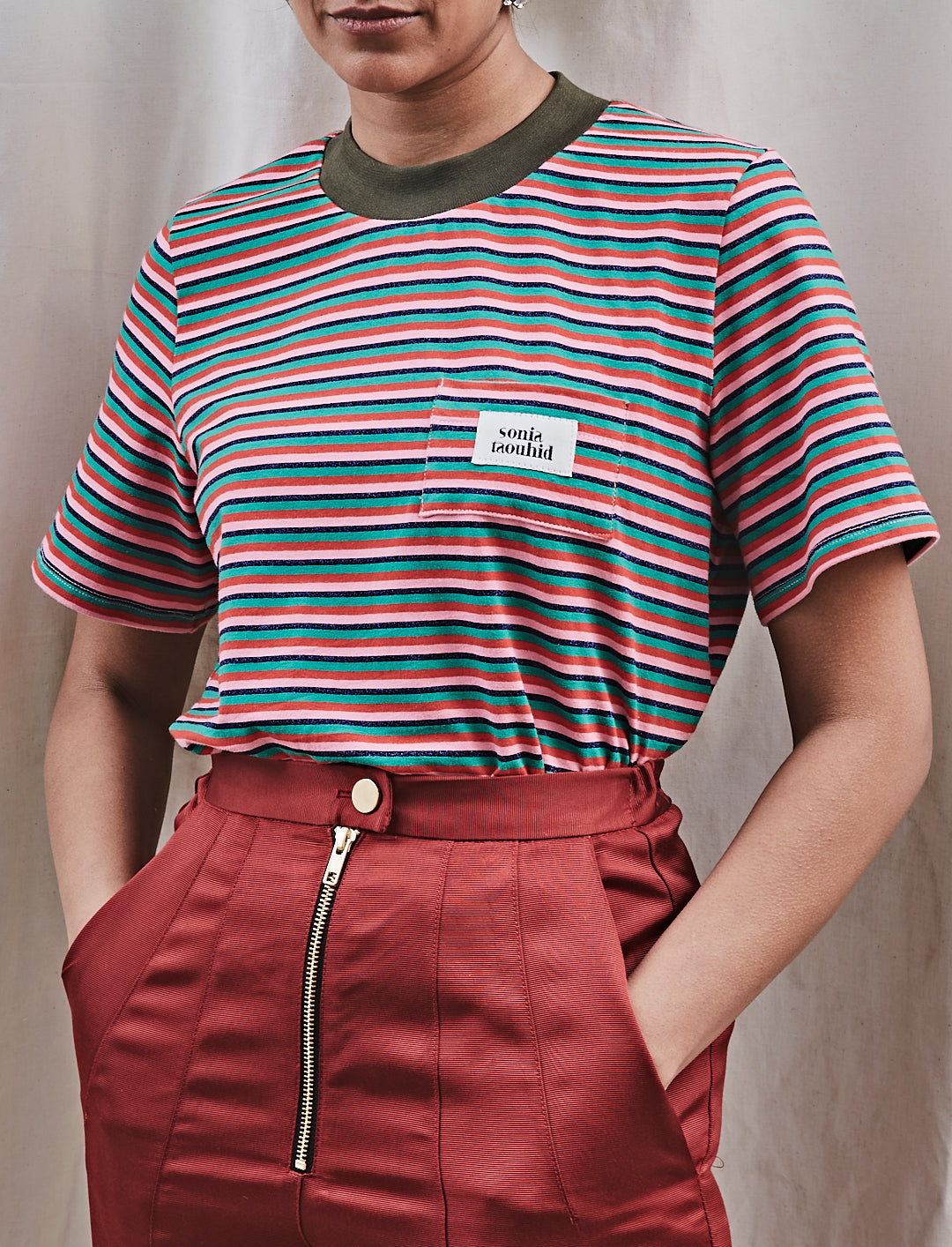 The 'Stripy' Classic Tee Cerise
