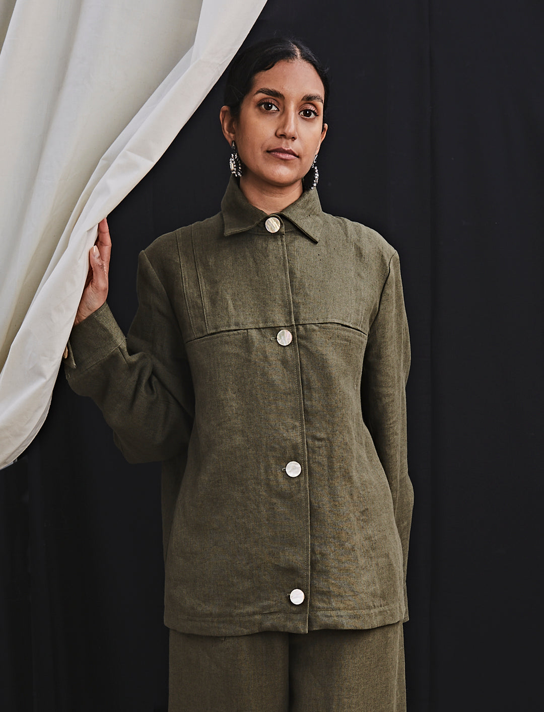 Lou Jacket Khaki Linen