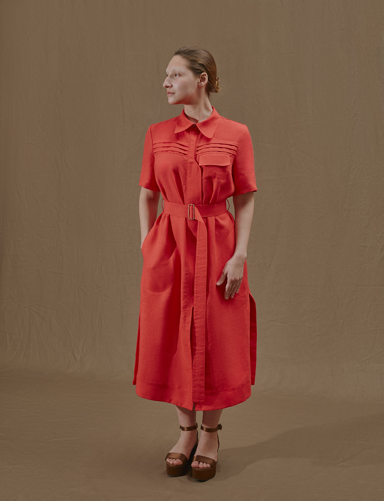 Samara dress linen Coral Sonia Taouhid Samara dress linen Coral Sonia Taouhid
