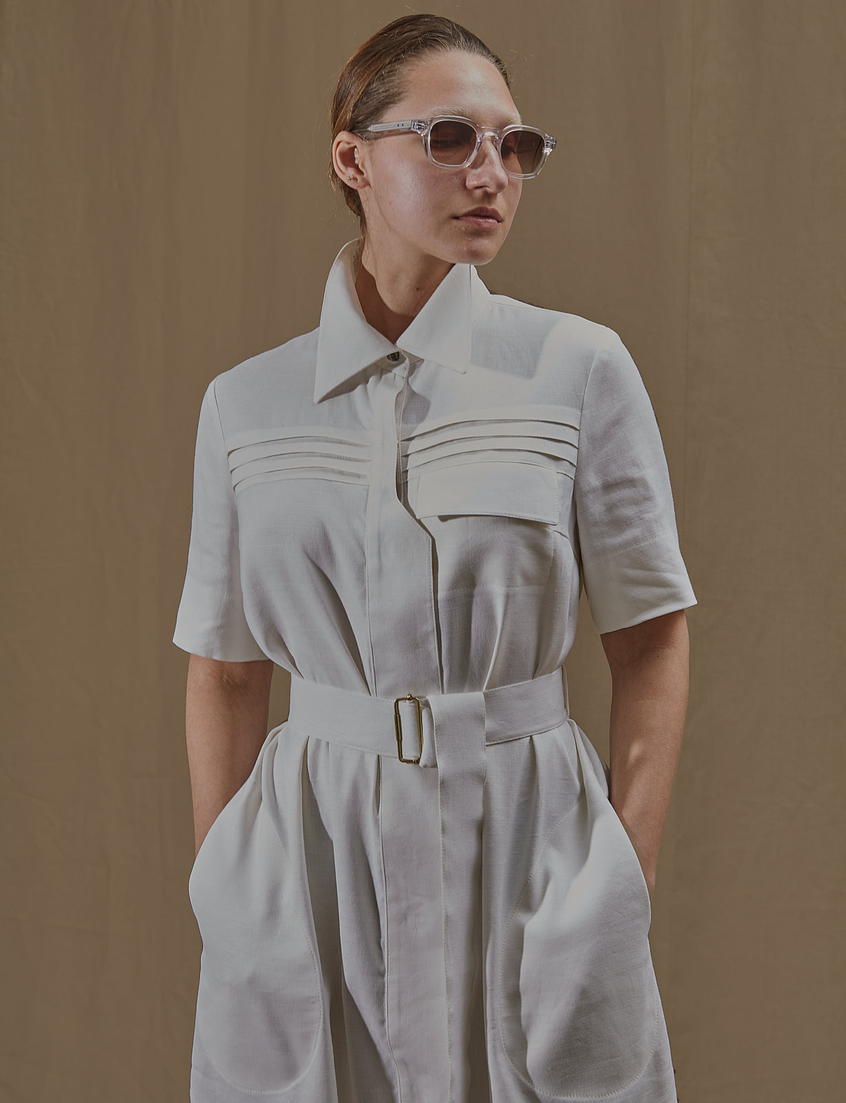 Samara dress linen Ivory