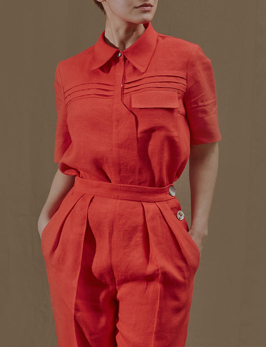 Samara shirt Linen Coral