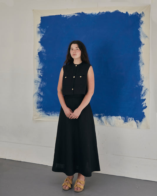 Lilah Skirt  Black Linen