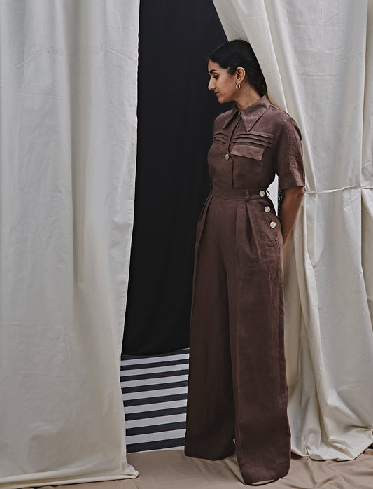 Etienne Trousers Straight Leg Cacao Linen