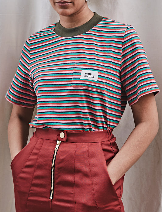 The 'Stripy' Classic Tee Cerise