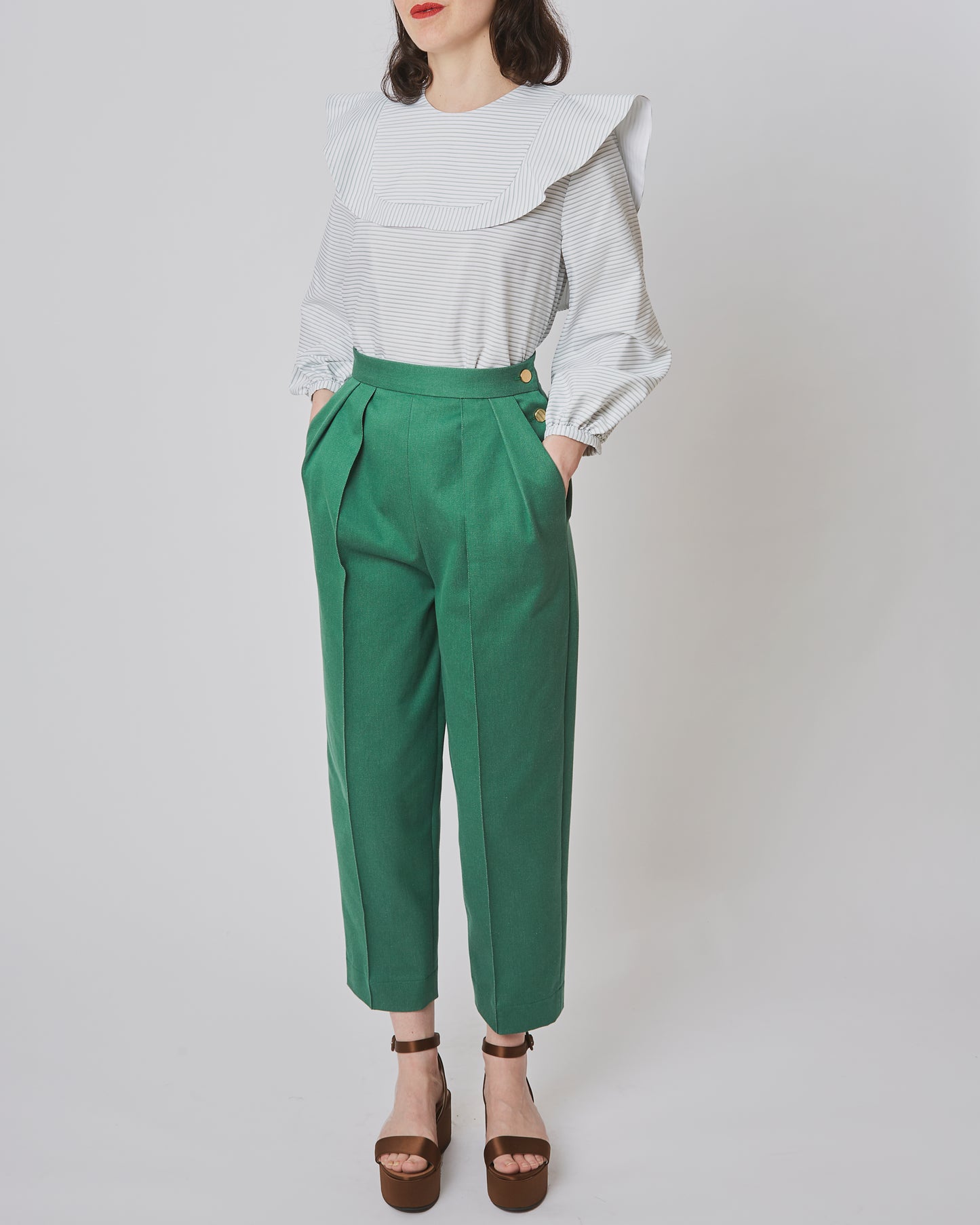 Beatrice Blouse White/Sage